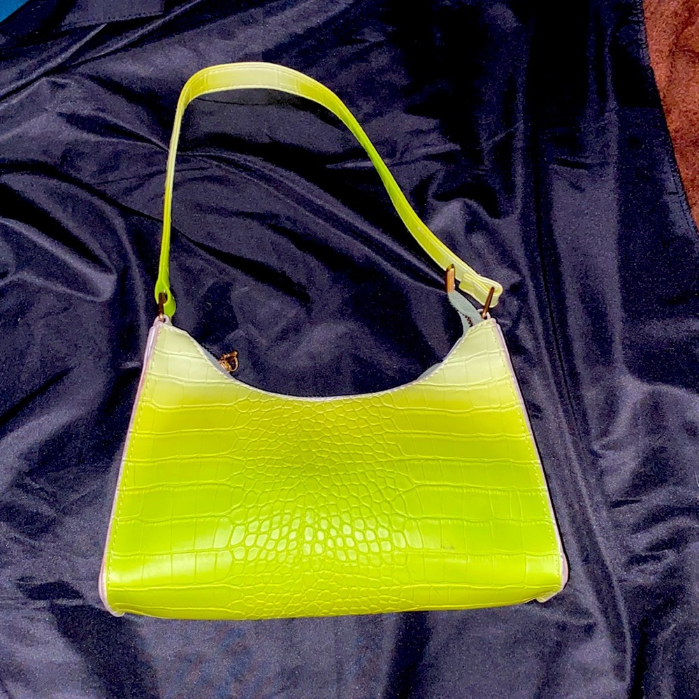 Vintage Hombre Lime Green Artificial Alligator Skin Handbag